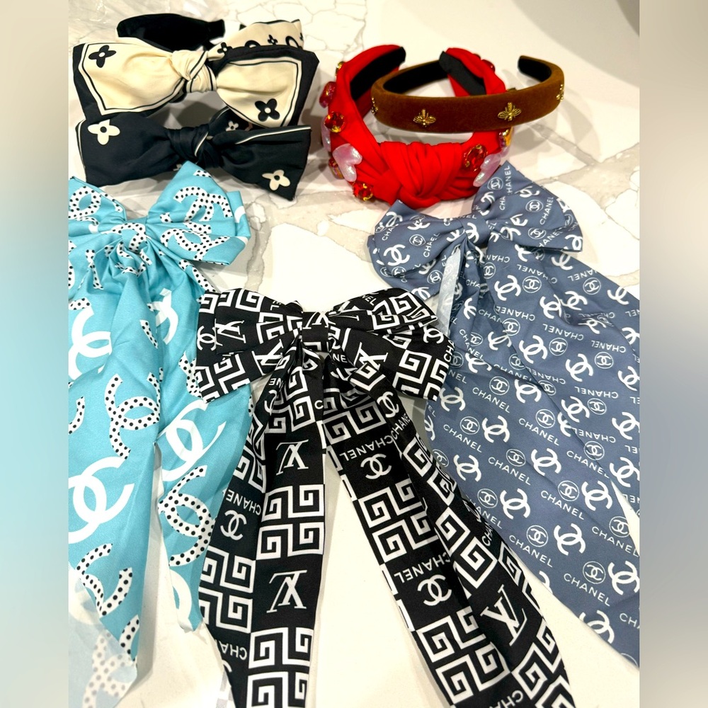 Hair Accessory Bundle, 4 headbands & 3 Fashion Bow Clips!